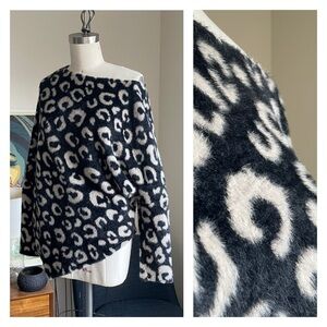 V115 Black Furry Animal Print Sweater